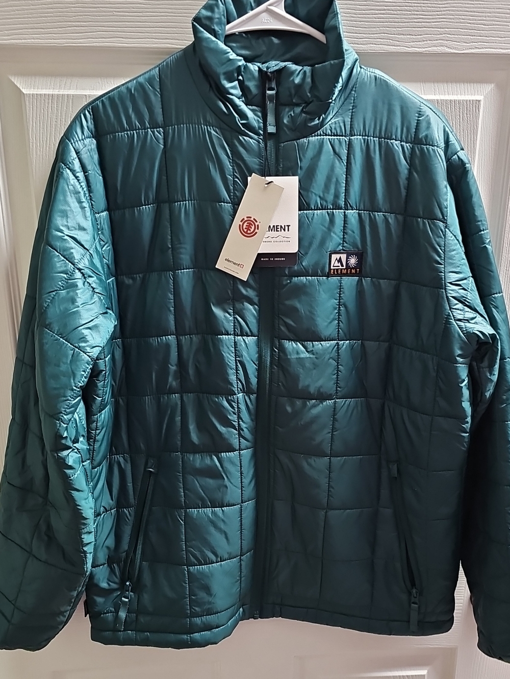 Element Green Quilted Puffer Jacket with Zip Pockets